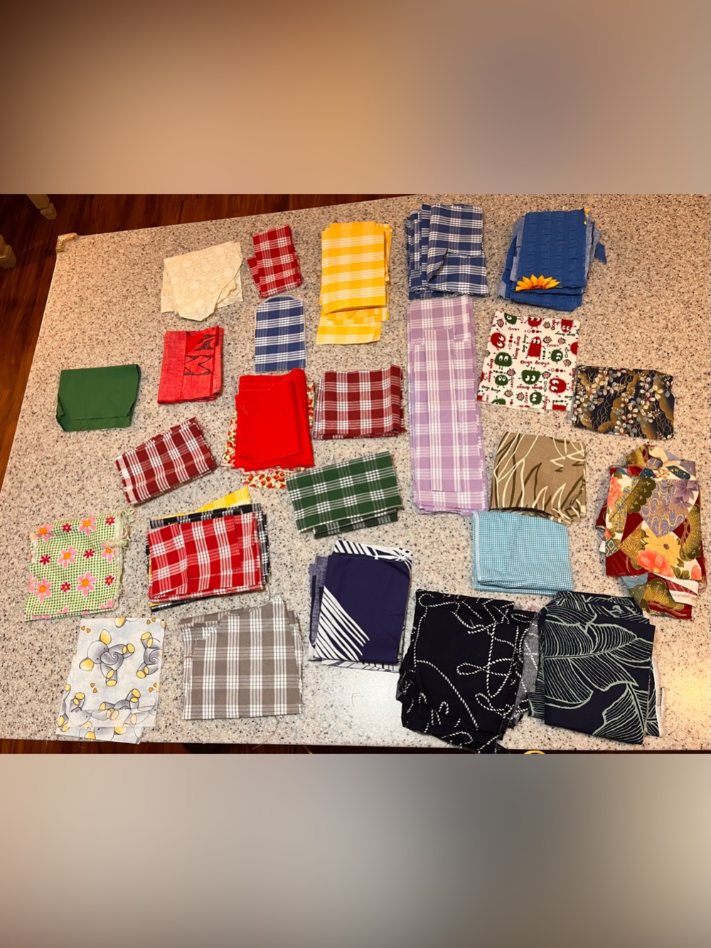 Mixed Cotton Fabric Scraps Bundle - Multi Color Plaids & Prints